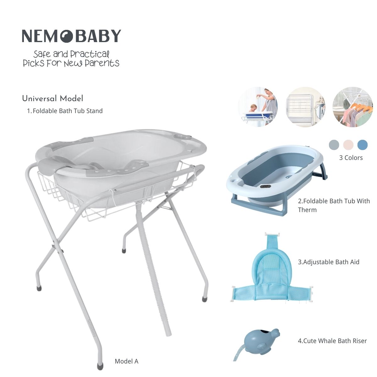 Nemobaby Universal 4 in 1 Bath Tub With Stand